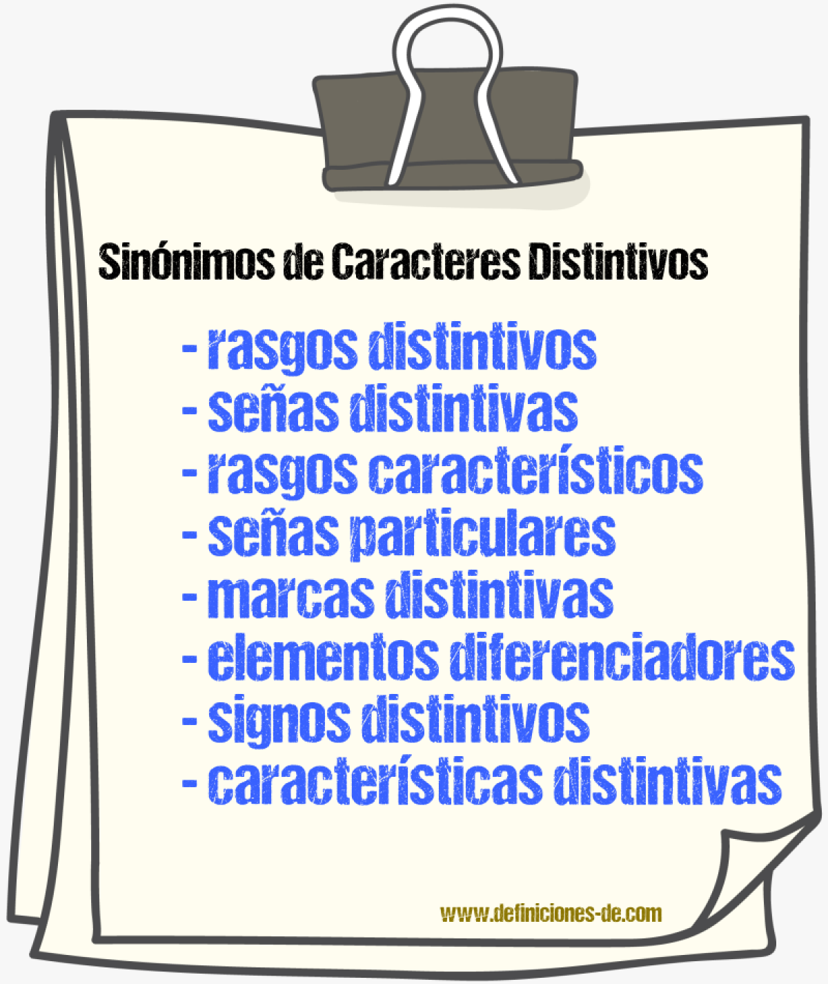 Sinónimos de caracteres distintivos