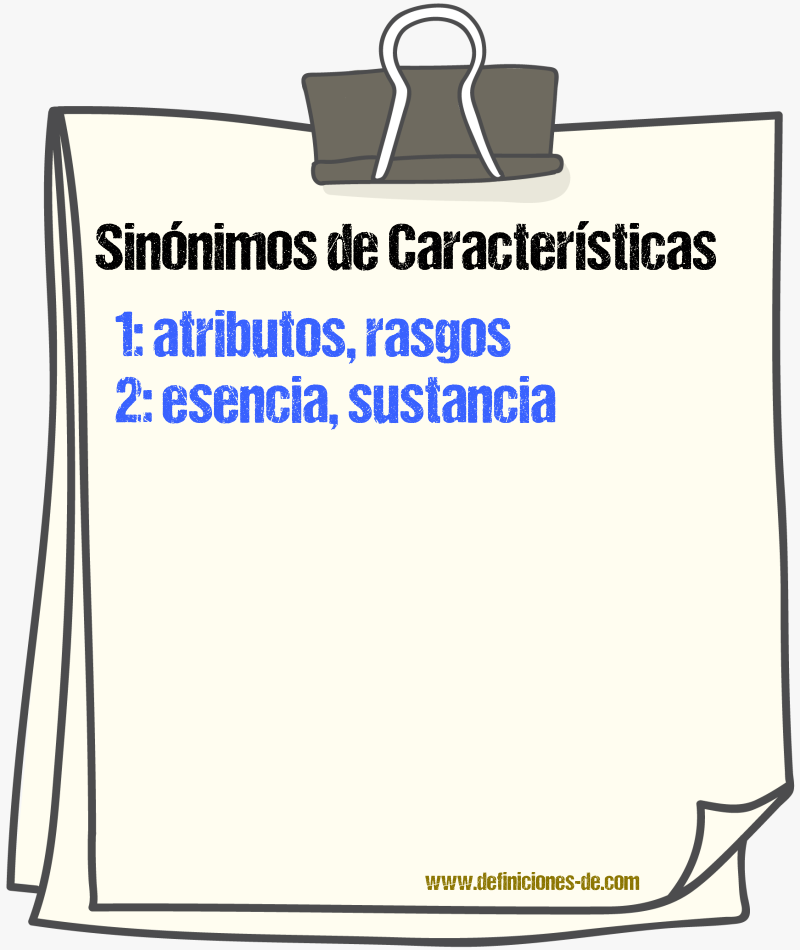 Sinónimos de características