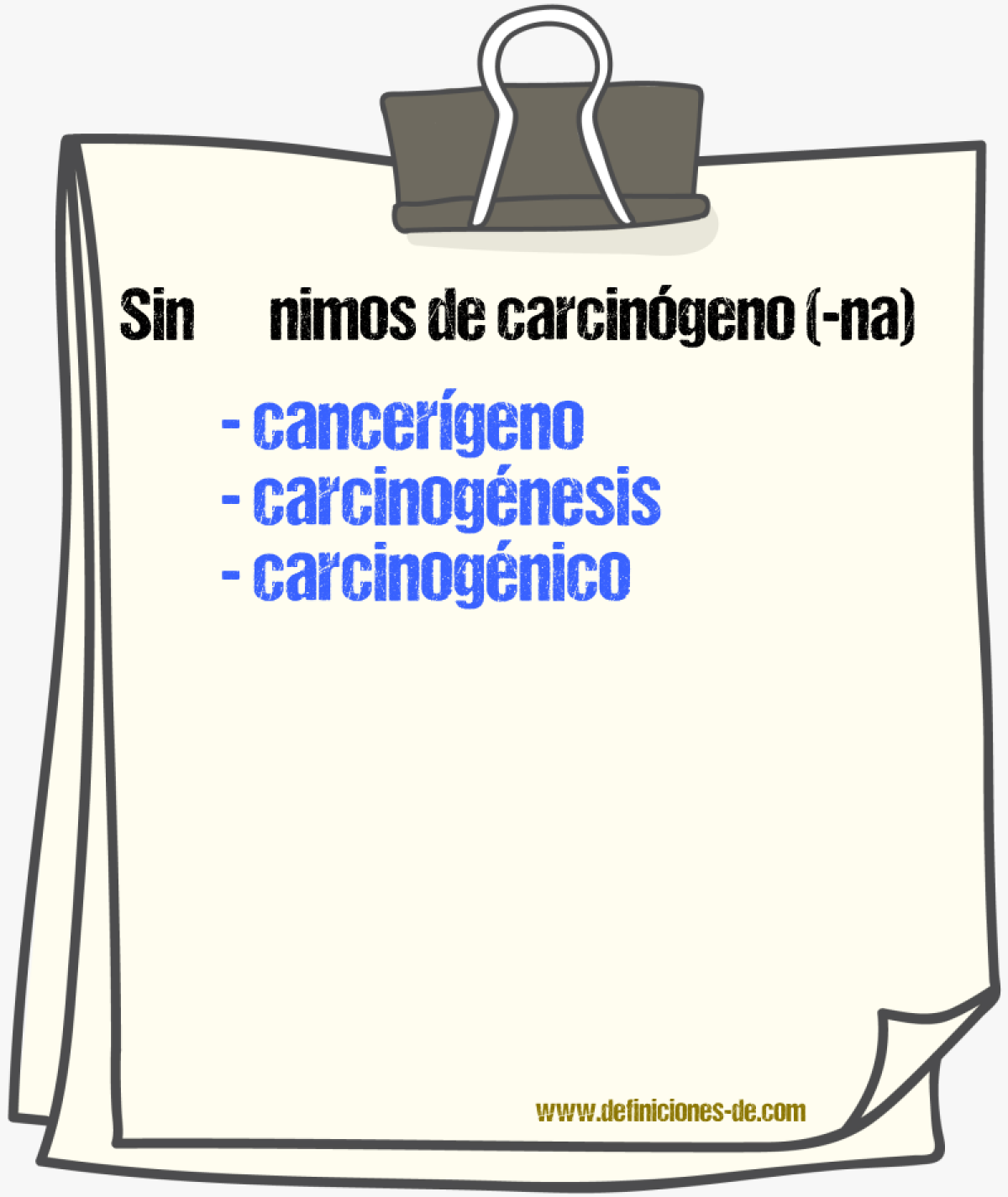 Sinnimos de carcingeno