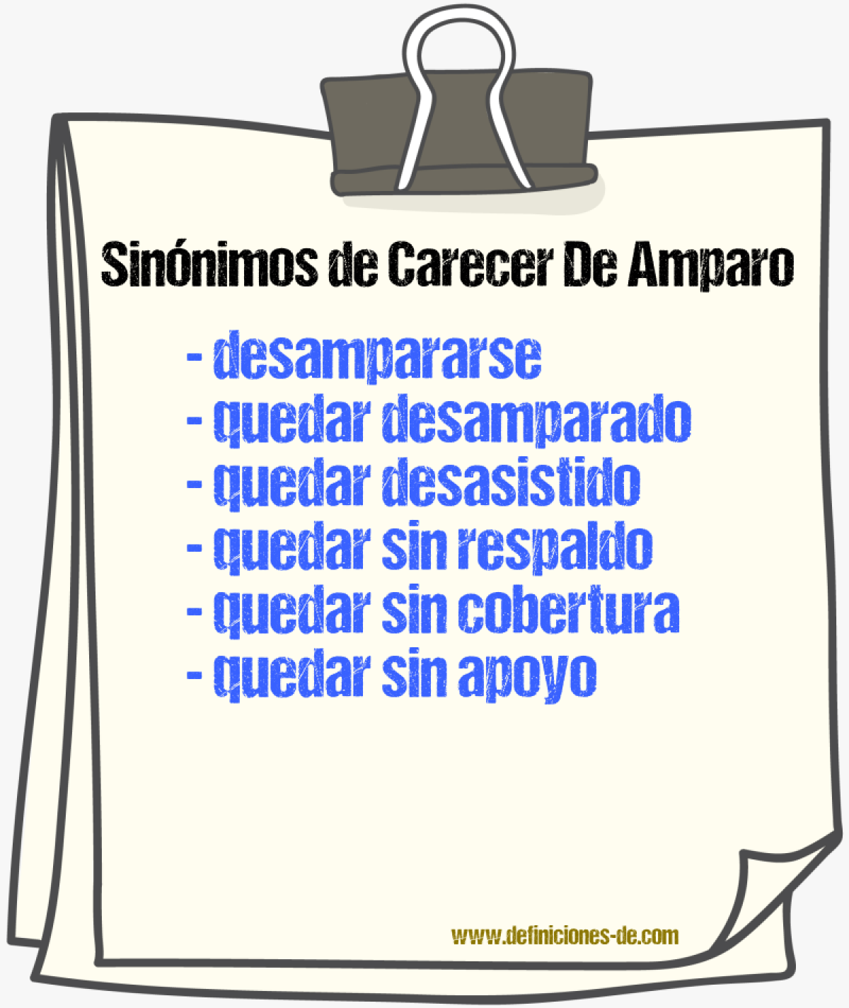 Sinónimos de carecer de amparo