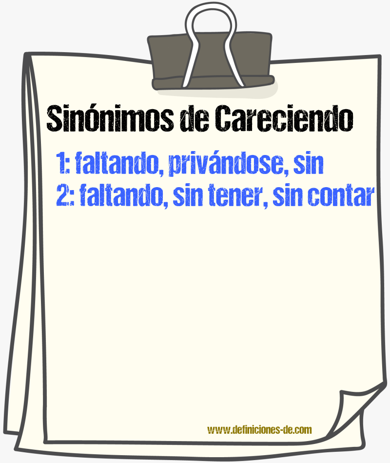 Sinónimos de careciendo
