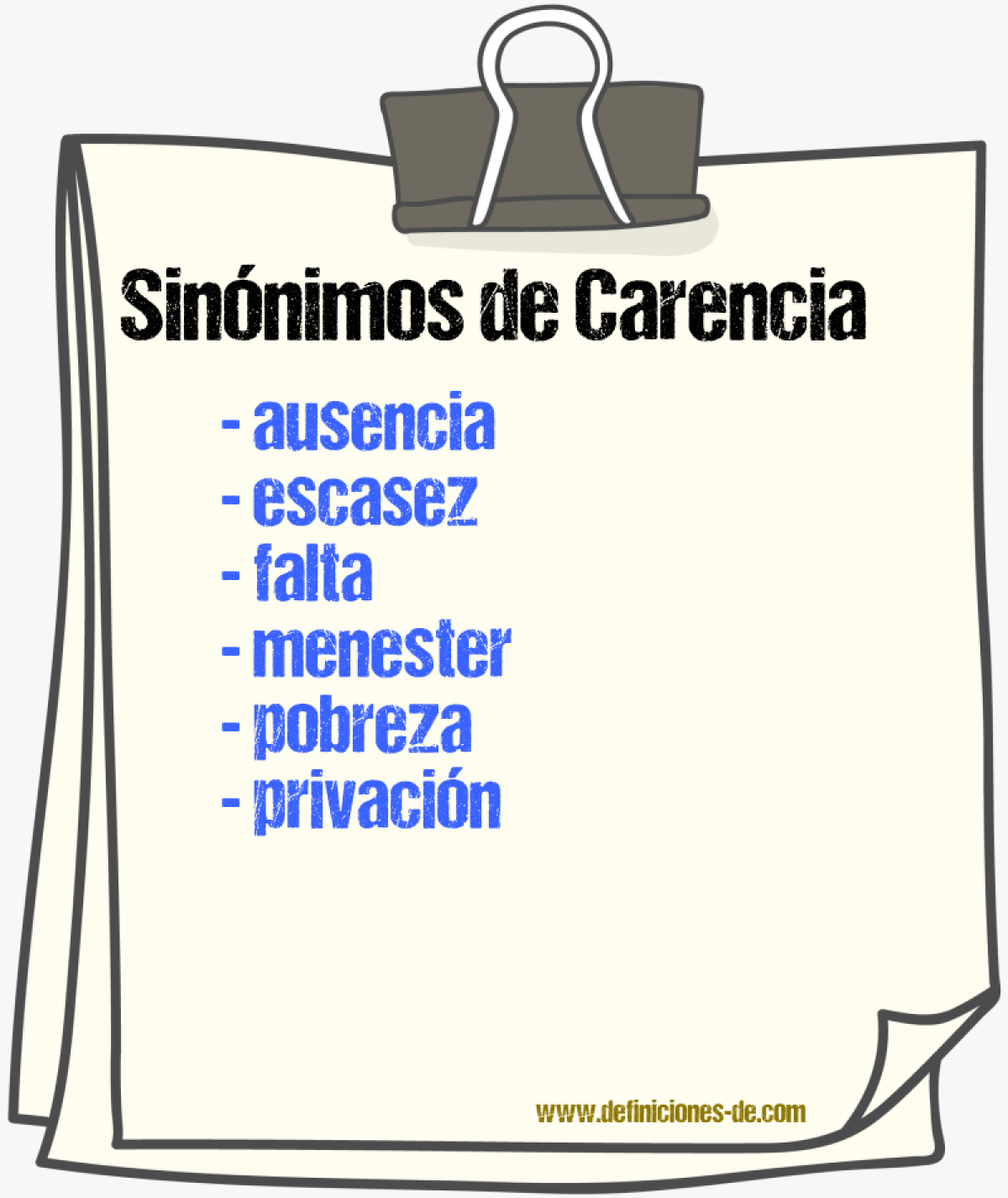 Sinnimos de carencia