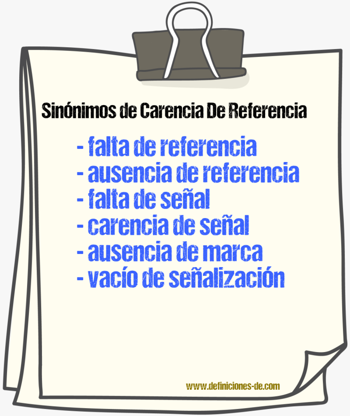 Sinónimos de carencia de referencia