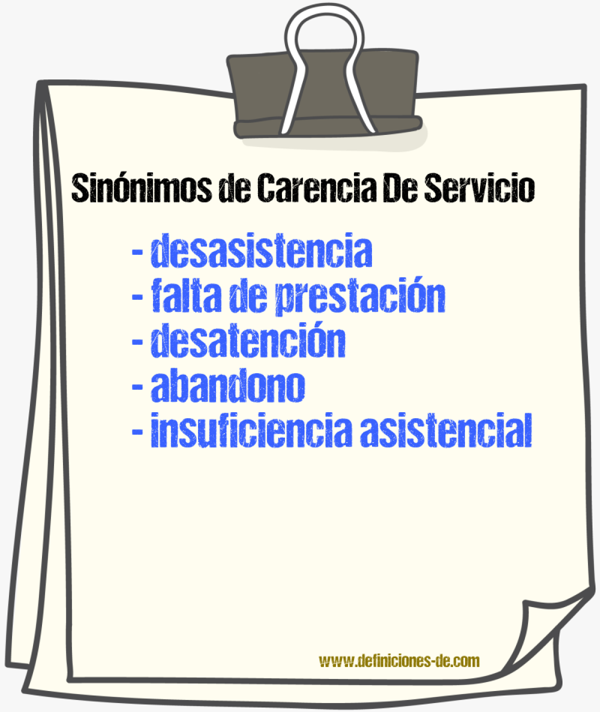 Sinónimos de carencia de servicio