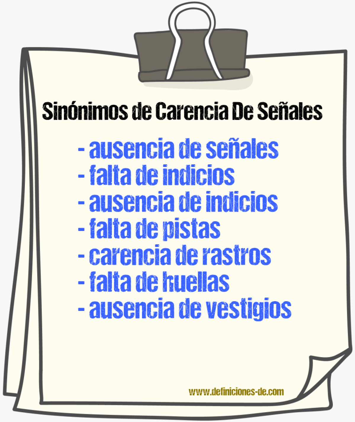 Sinónimos de carencia de señales