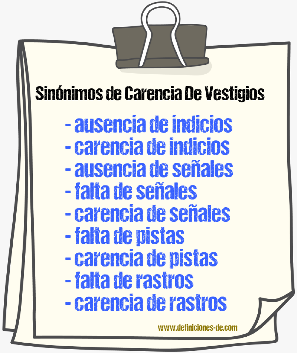 Sinónimos de carencia de vestigios
