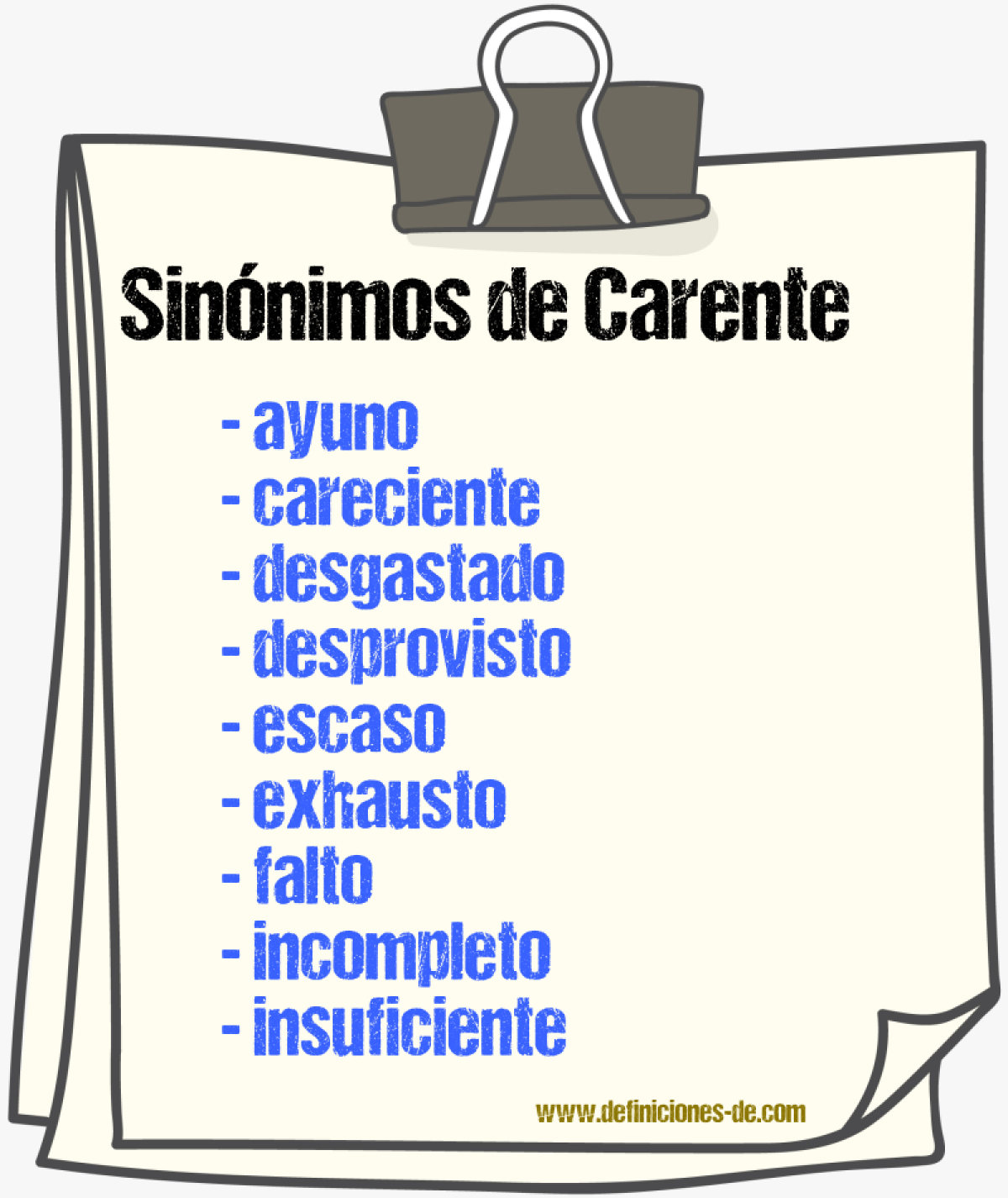 Sinnimos de carente