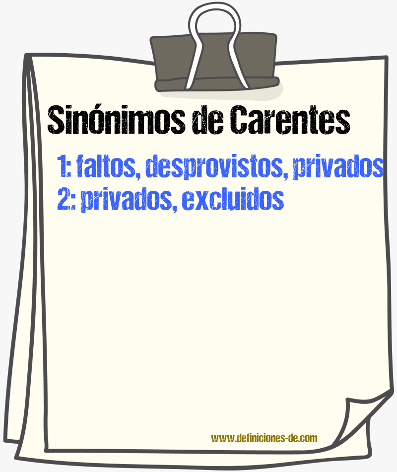 Sinónimos de carentes