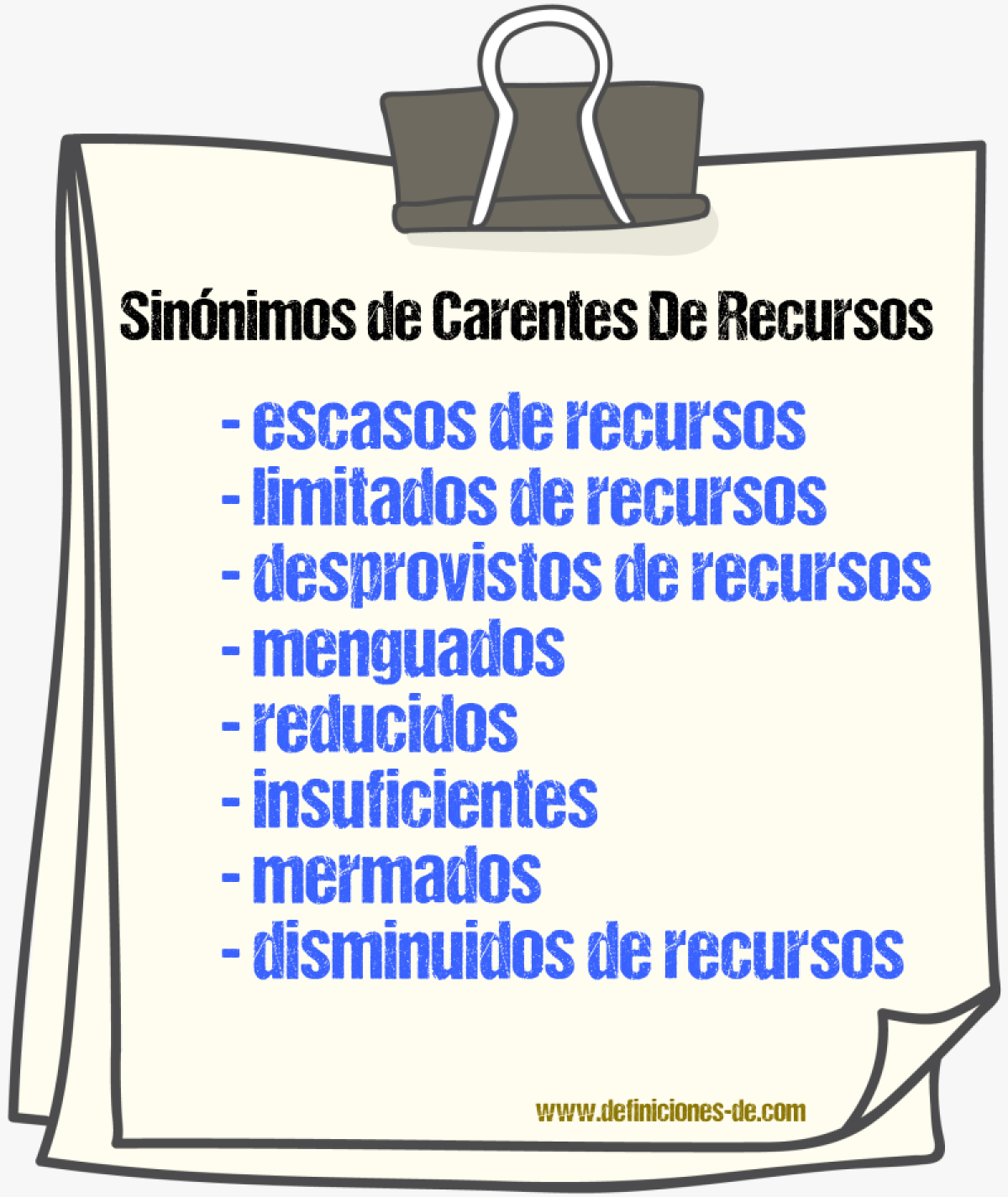 Sinónimos de carentes de recursos