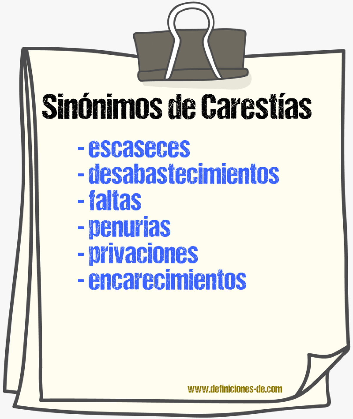 Sinónimos de carestías