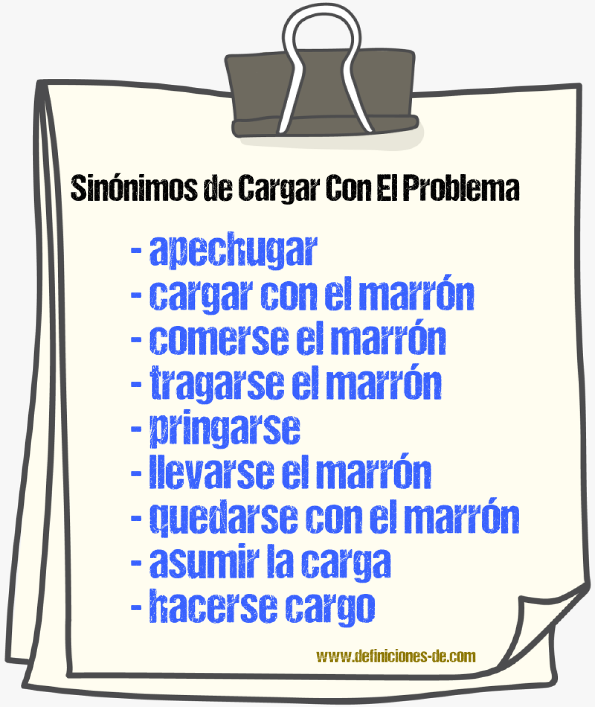 Sinónimos de cargar con el problema