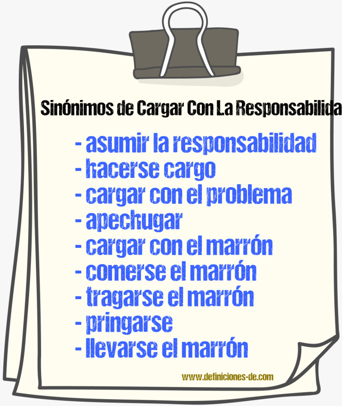 Sinónimos de cargar con la responsabilidad