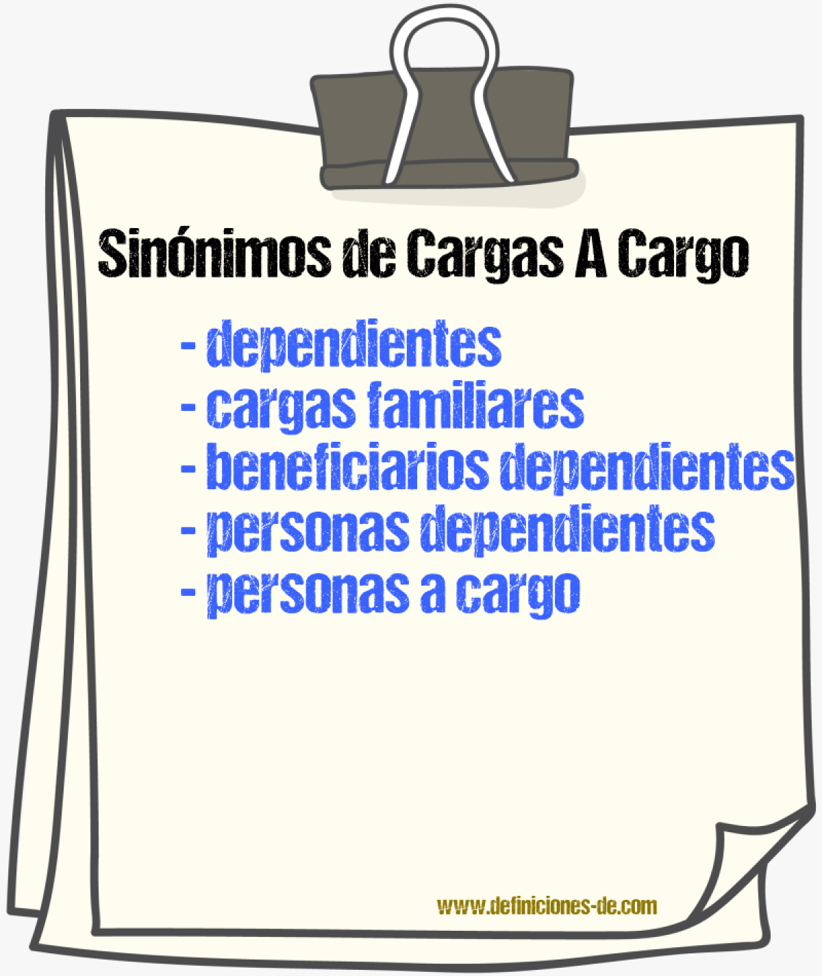 Sinónimos de cargas a cargo