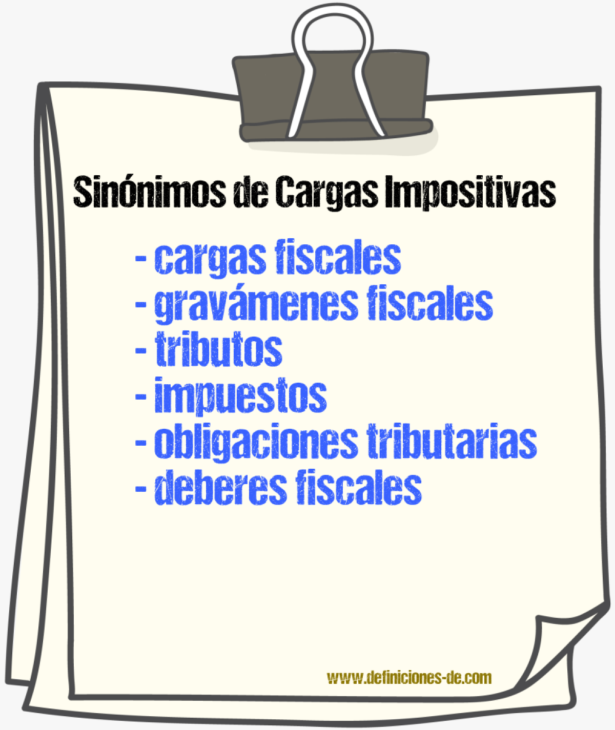 Sinónimos de cargas impositivas
