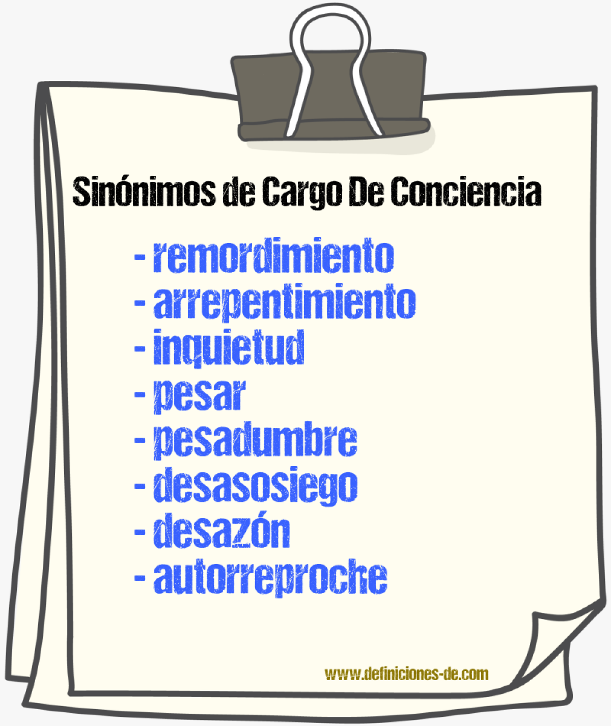 Sinnimos de cargo de conciencia