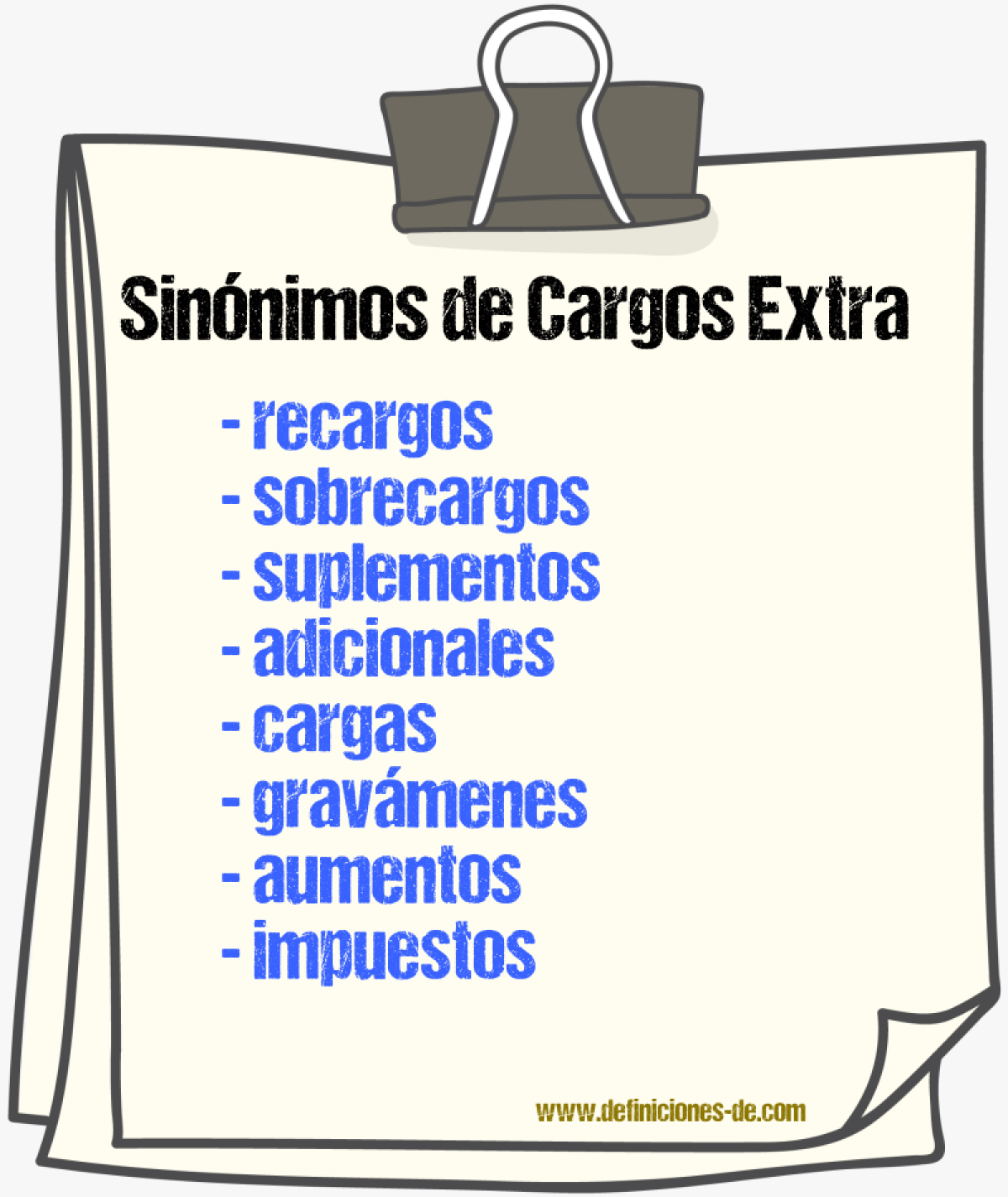 Sinónimos de cargos extra
