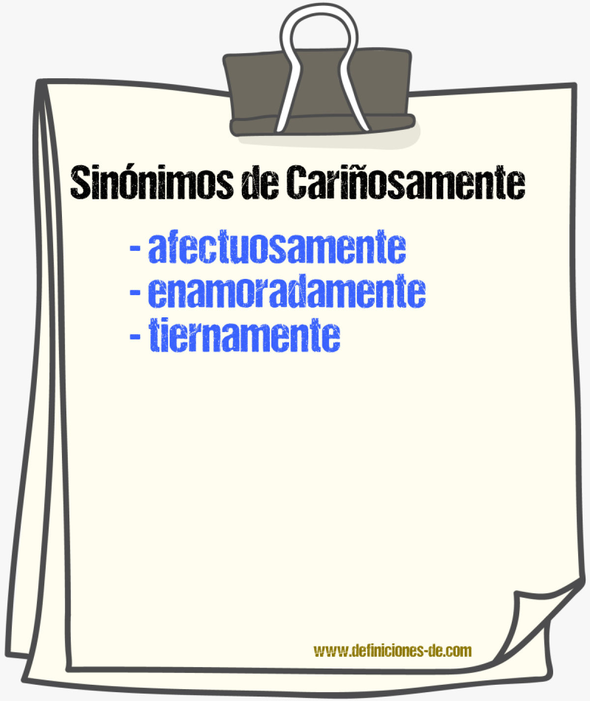 Sinónimos de «cariñosamente»