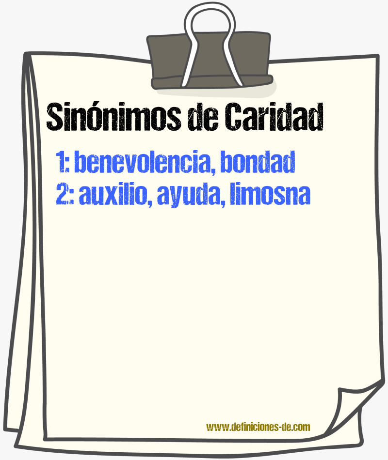 Sinnimos de caridad