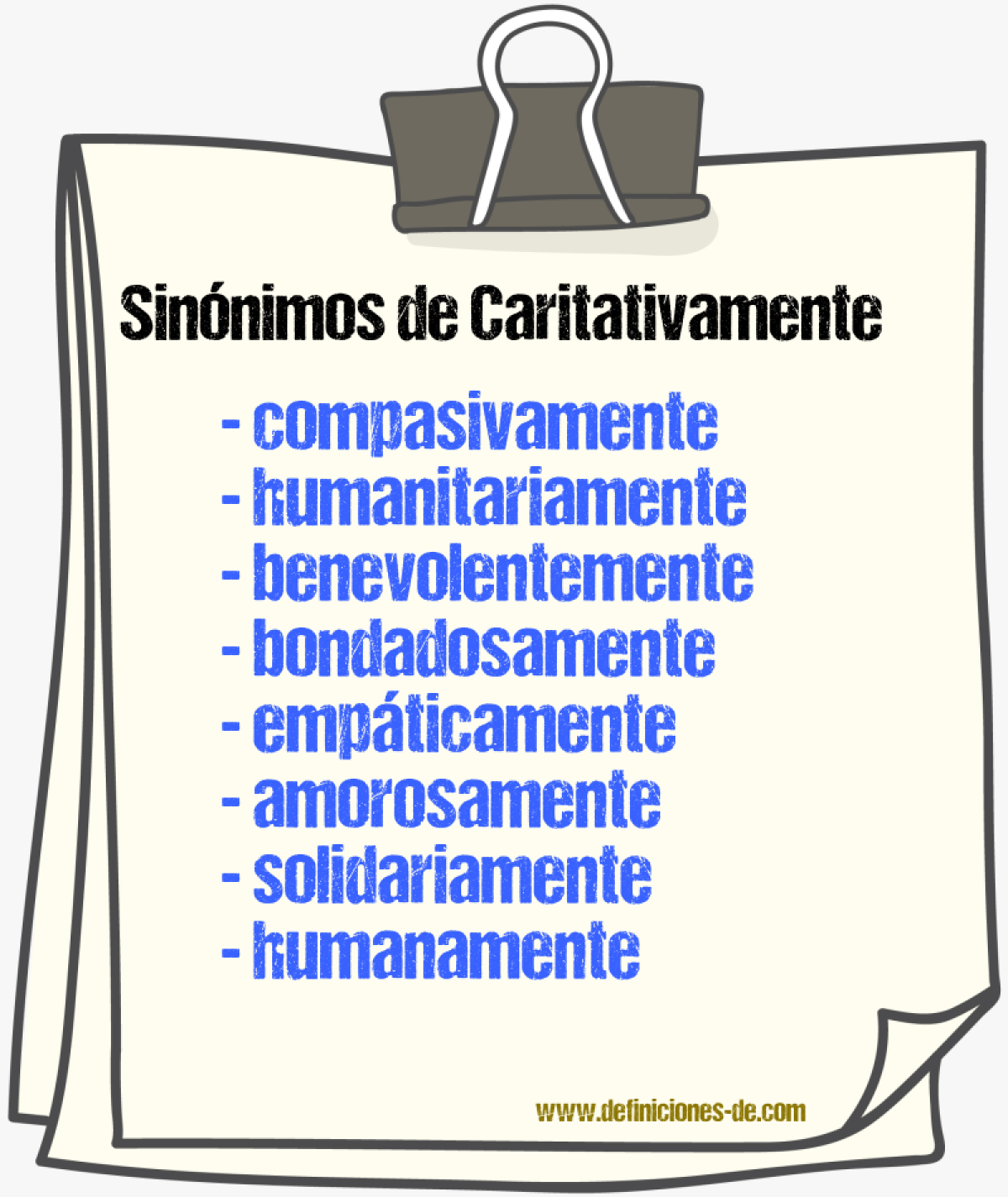 Sinnimos de caritativamente