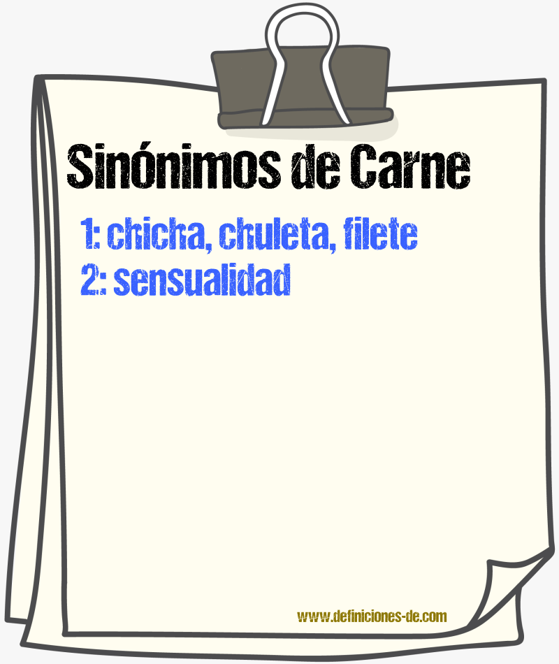 Sinnimos de carne