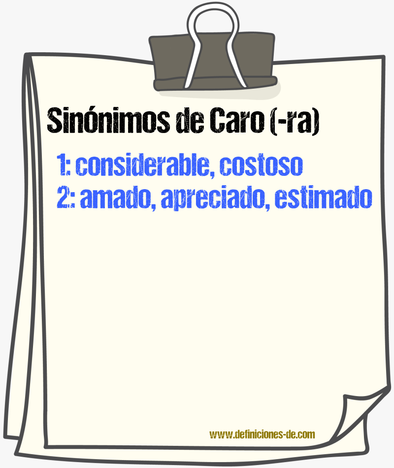 Sinnimos de caro