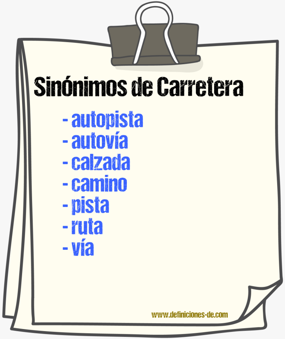 Sinnimos de carretera