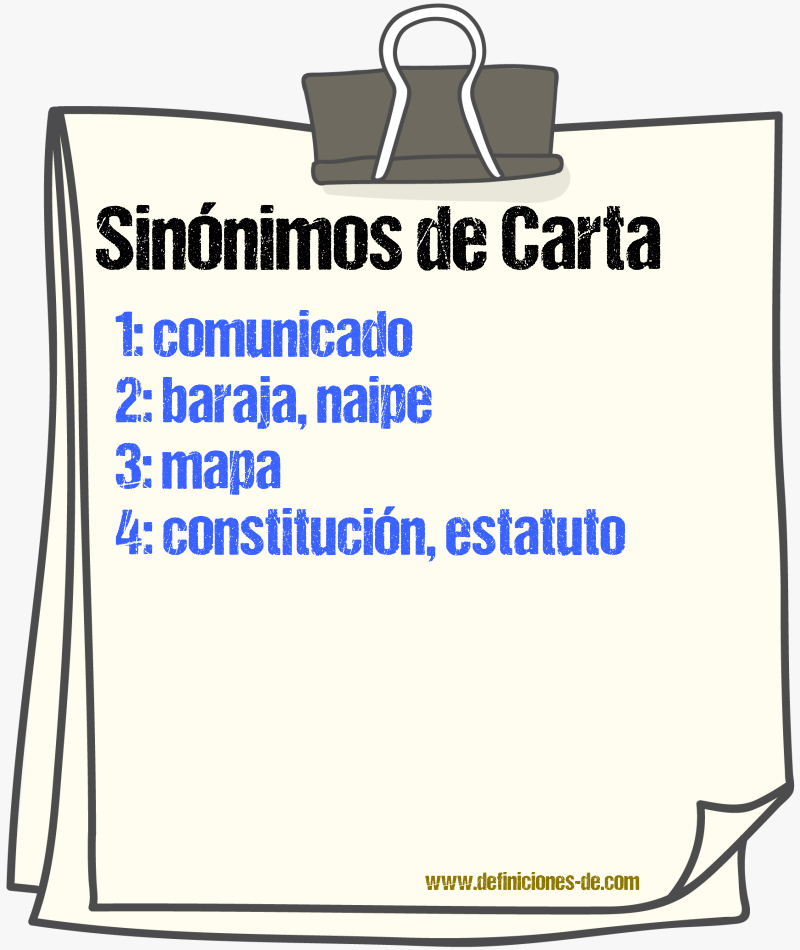 Sinnimos de carta