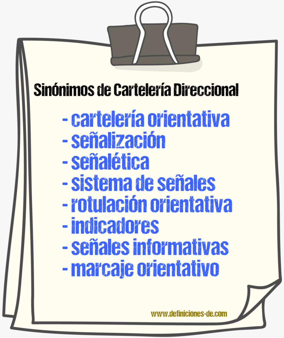Sinónimos de cartelería direccional
