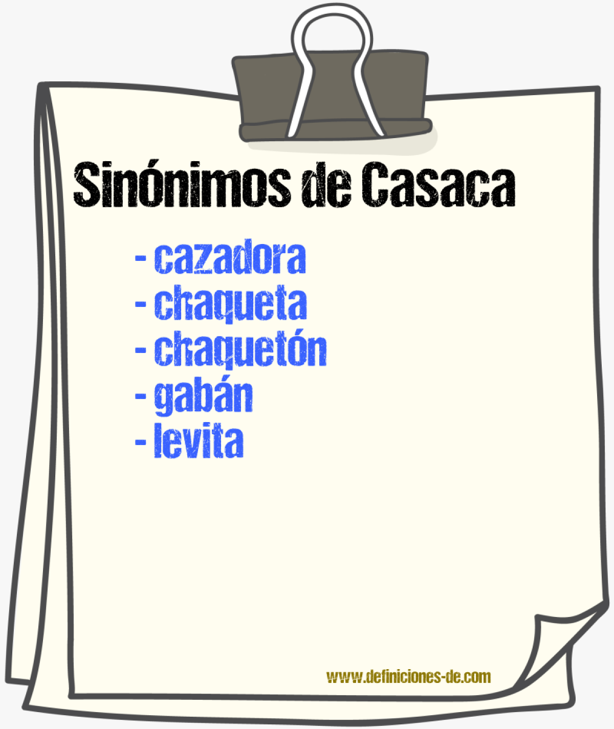 Sinnimos de casaca