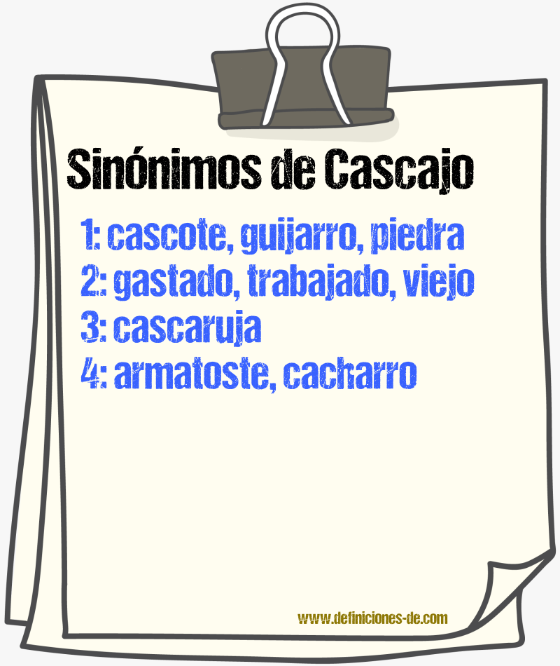 Sinnimos de cascajo