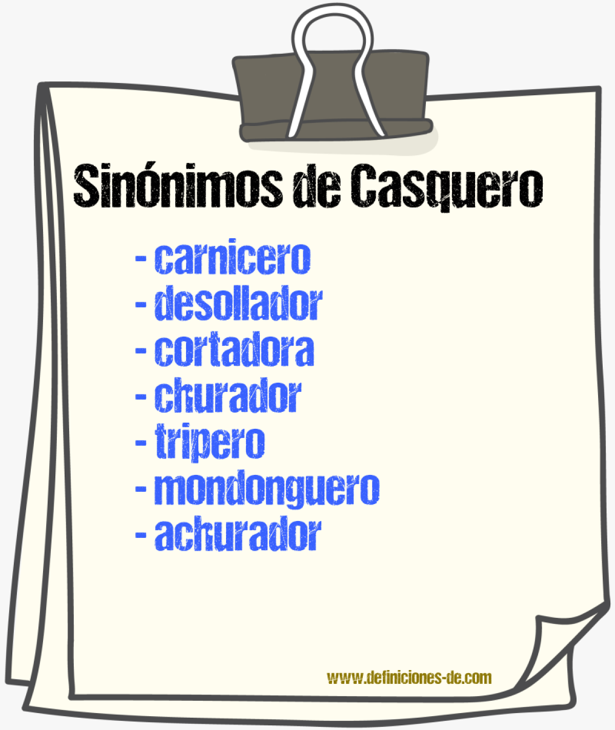 Sinnimos de casquero