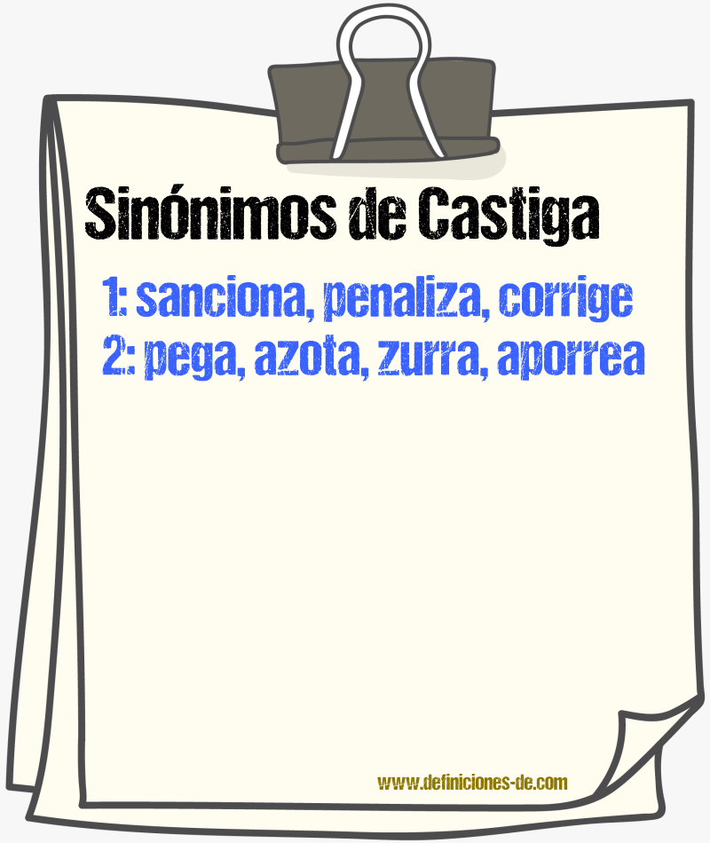 Sinónimos de castiga