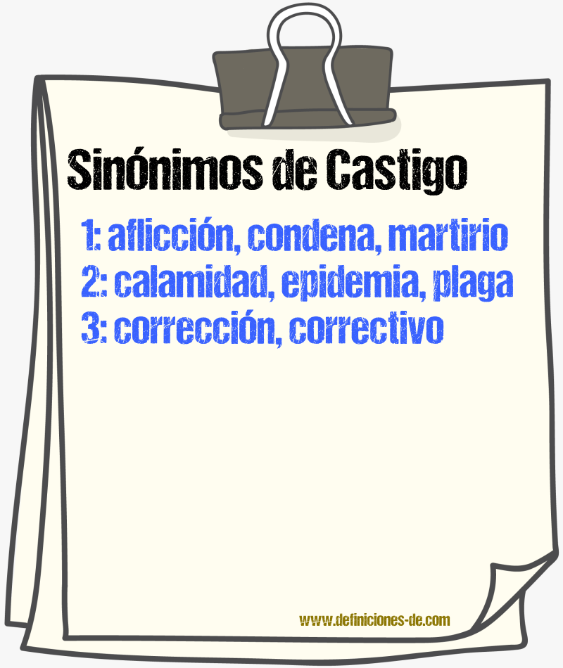 Sinnimos de castigo