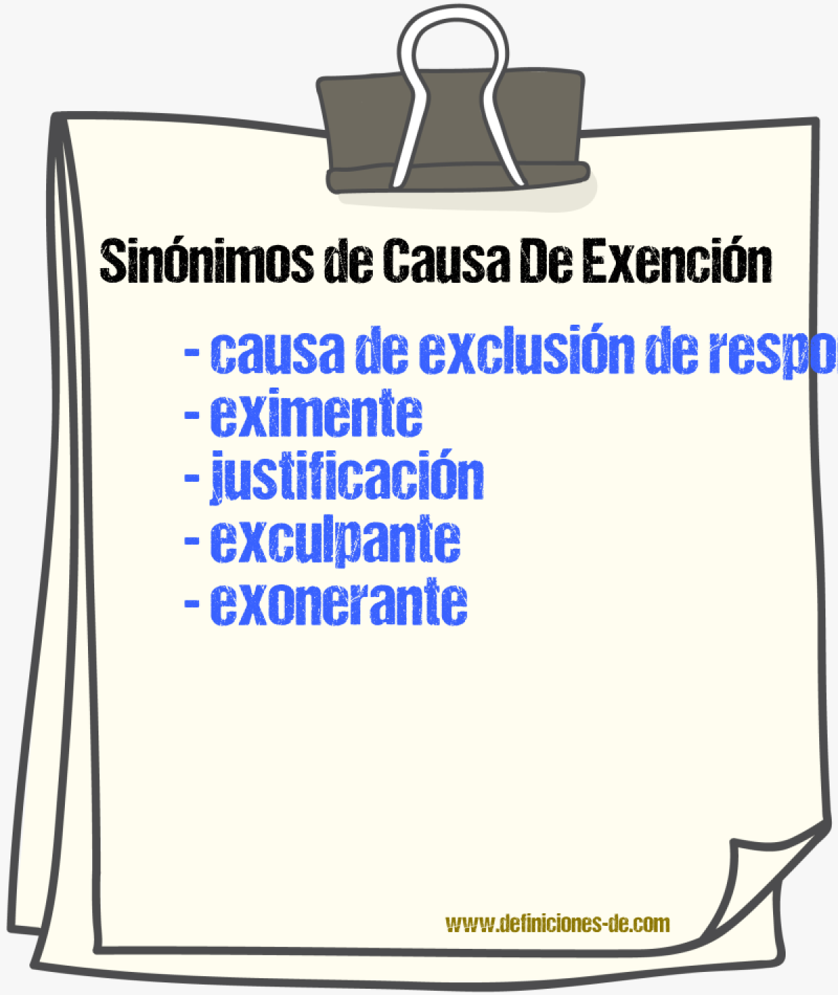 Sinónimos de causa de exención