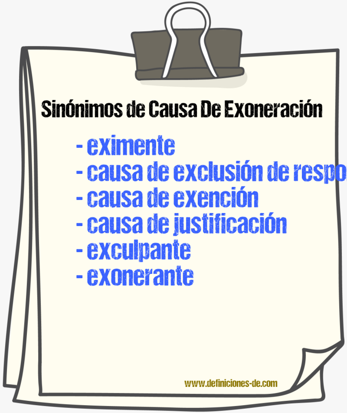 Sinónimos de causa de exoneración