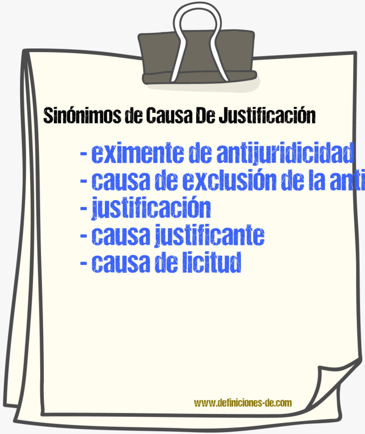 Sinónimos de causa de justificación