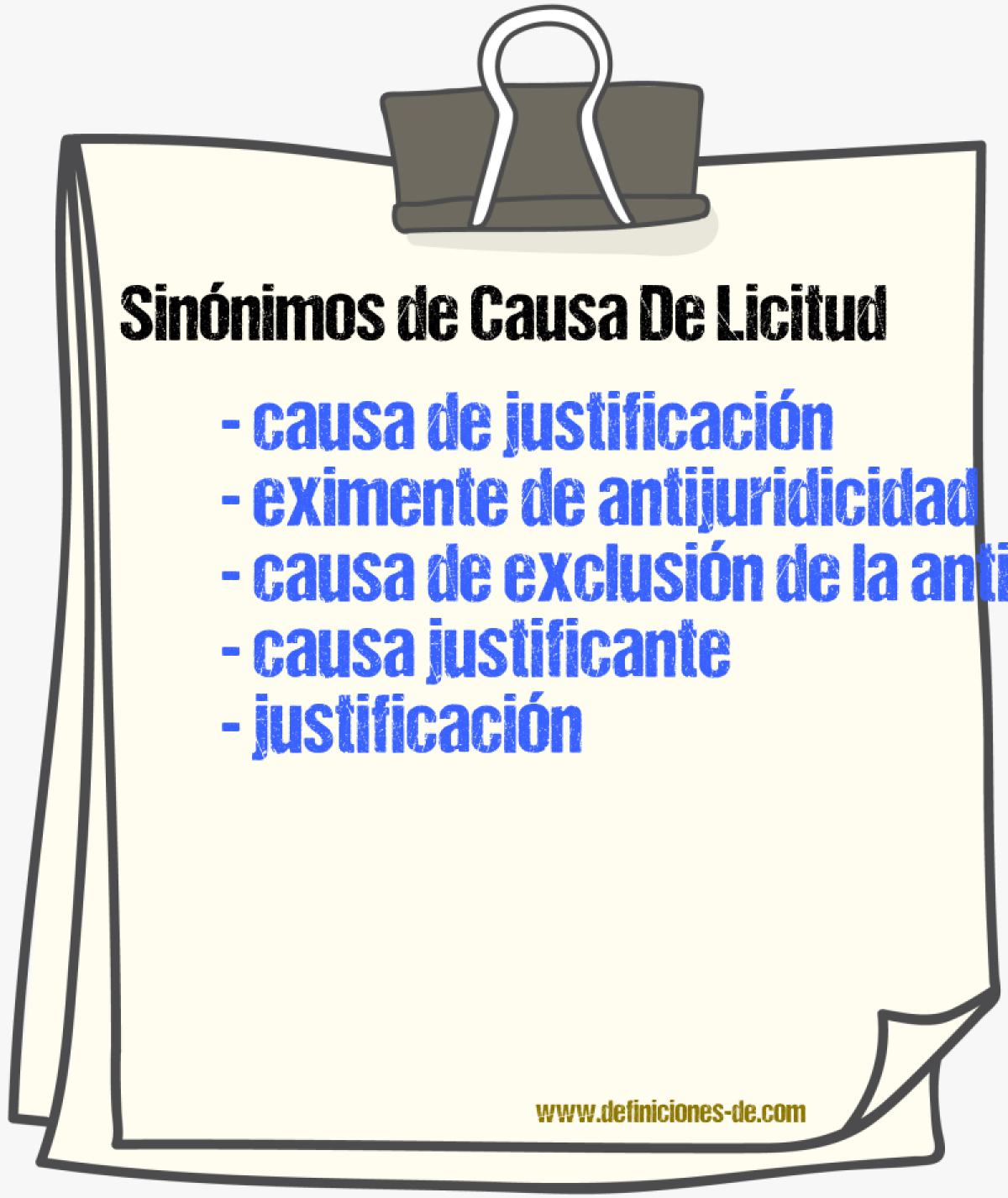 Sinónimos de causa de licitud