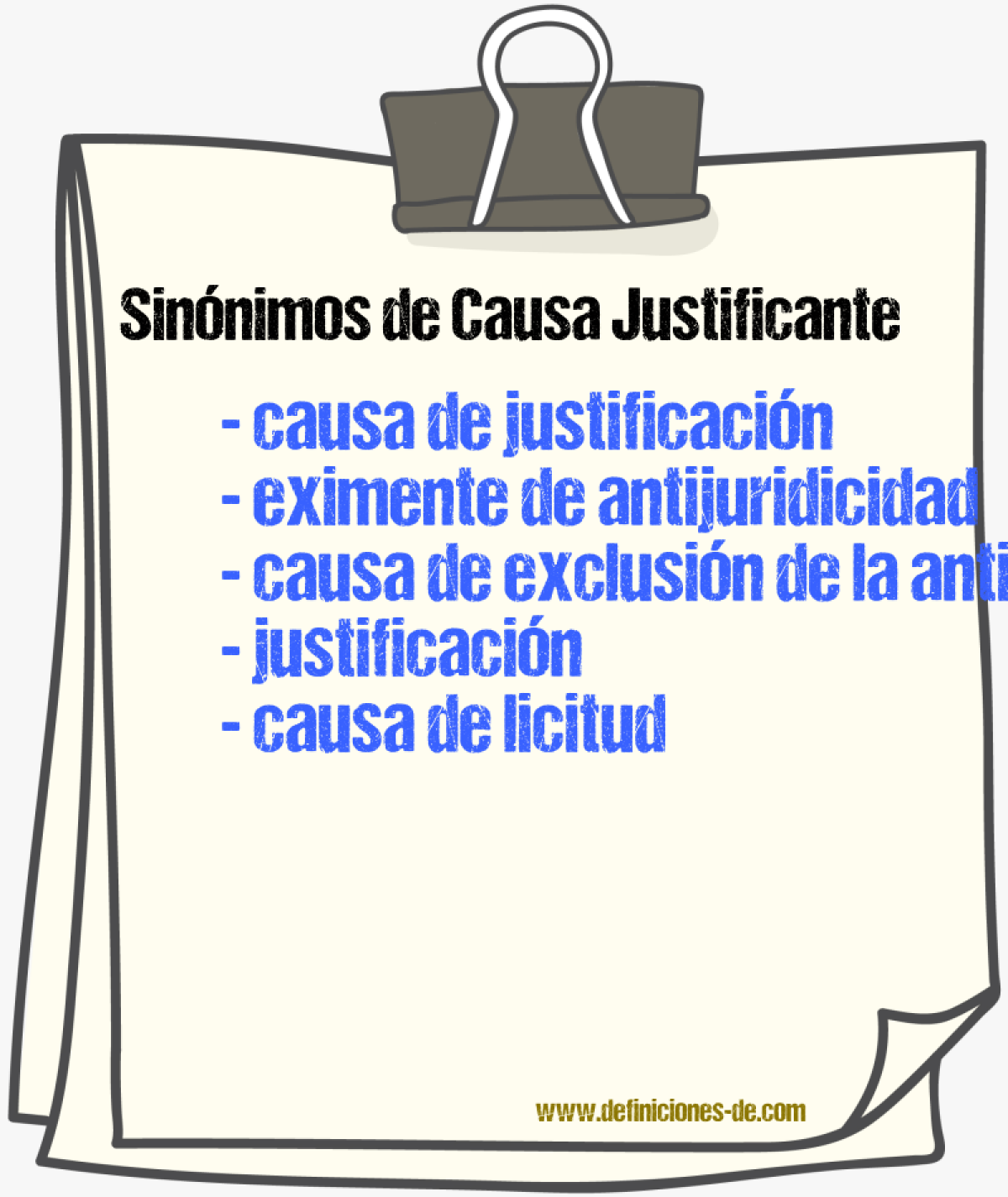 Sinónimos de causa justificante