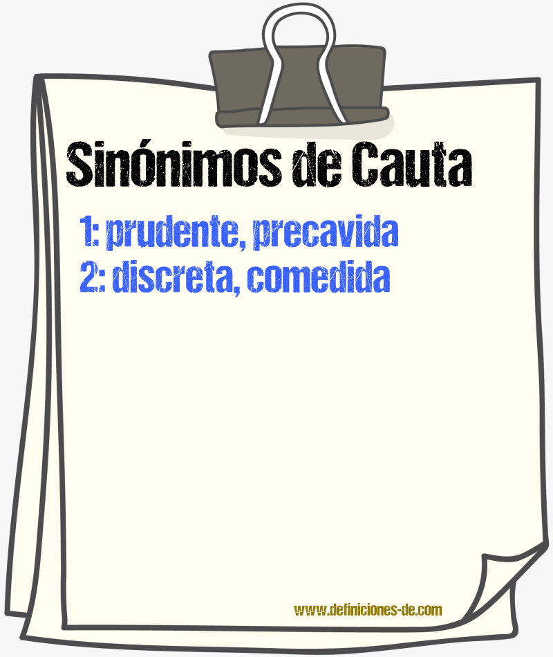 Sinónimos de cauta