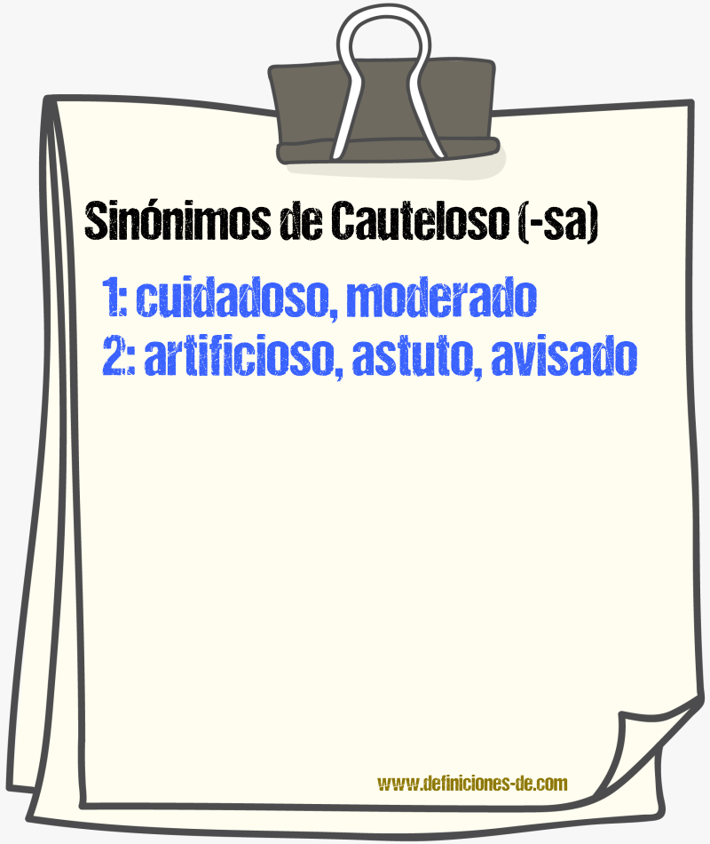 Sinnimos de cauteloso