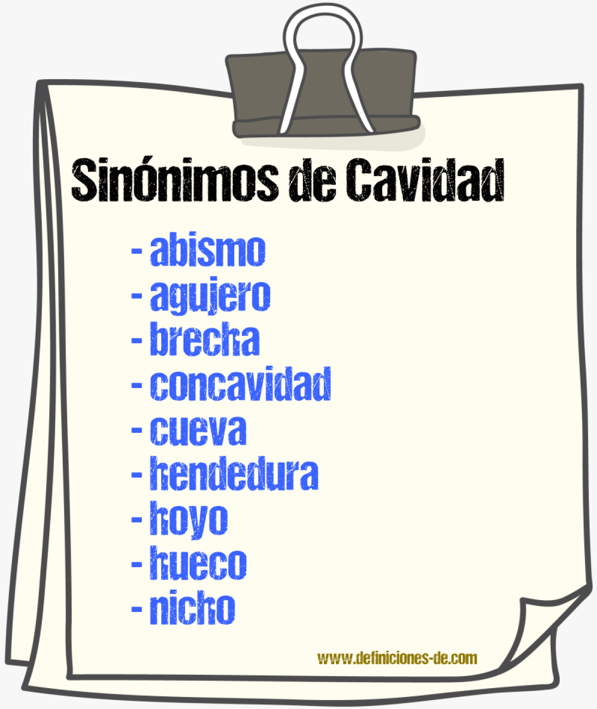 Sinnimos de cavidad