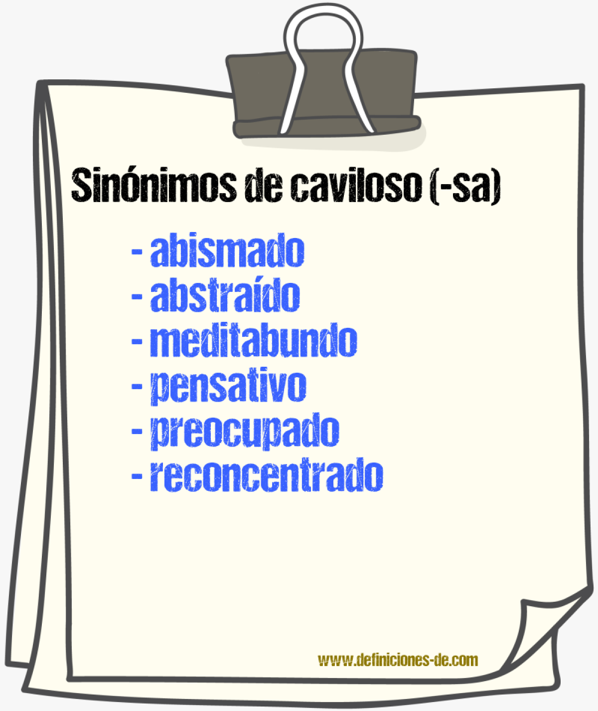 Sinnimos de caviloso