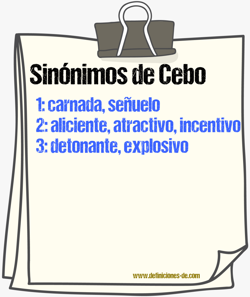 Sinnimos de cebo