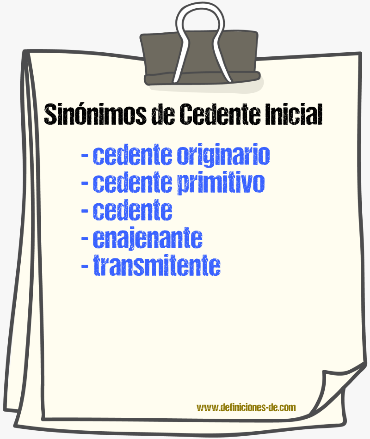 Sinónimos de cedente inicial