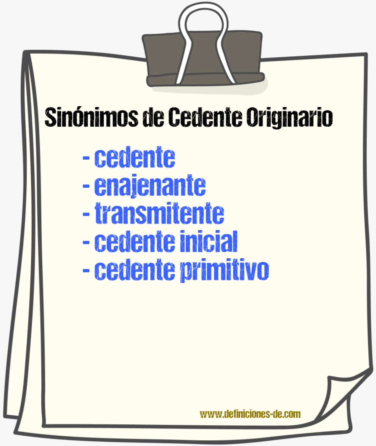 Sinónimos de cedente originario