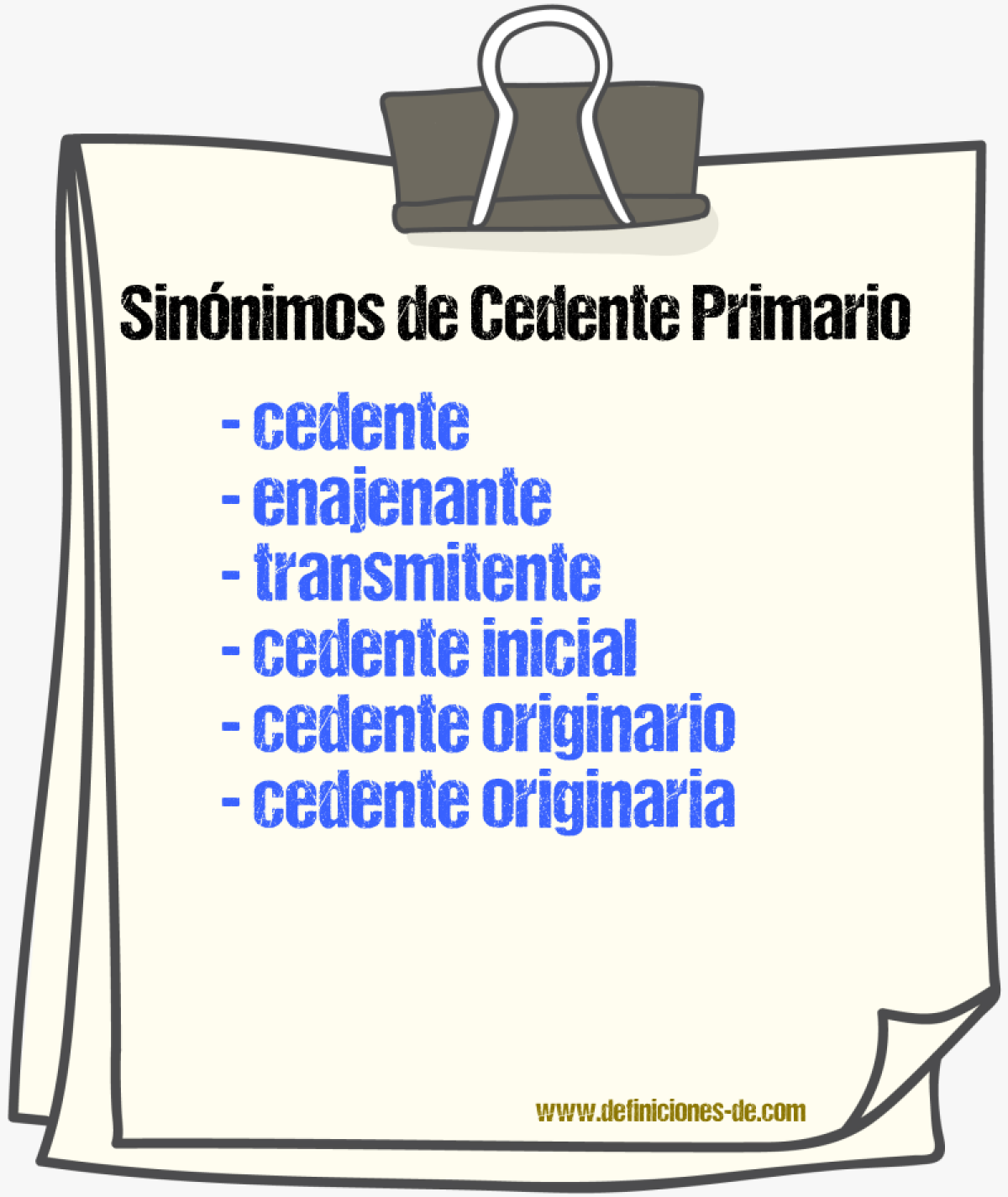 Sinónimos de cedente primario
