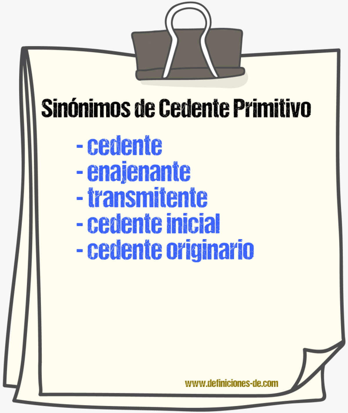 Sinónimos de cedente primitivo
