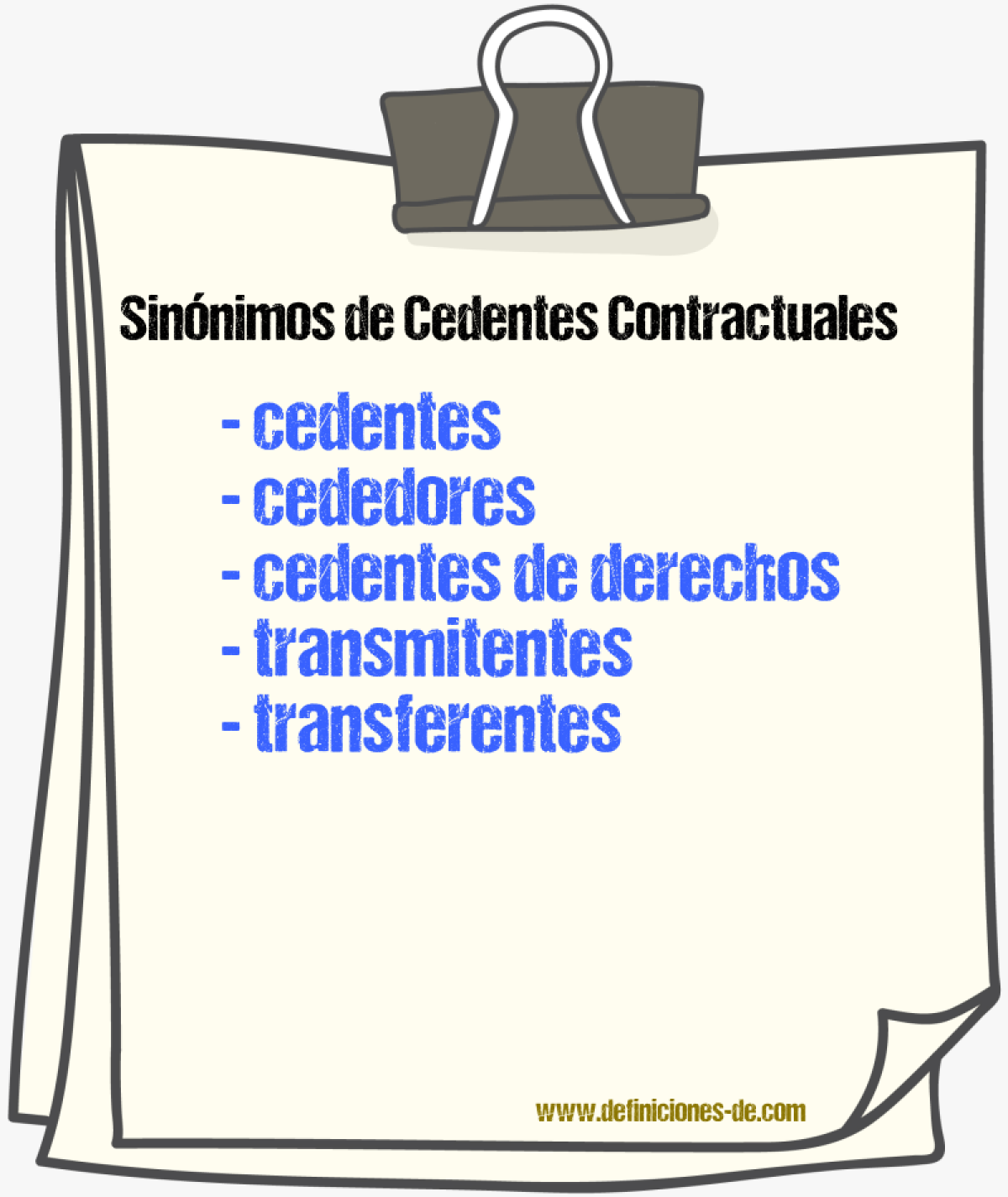 Sinónimos de cedentes contractuales
