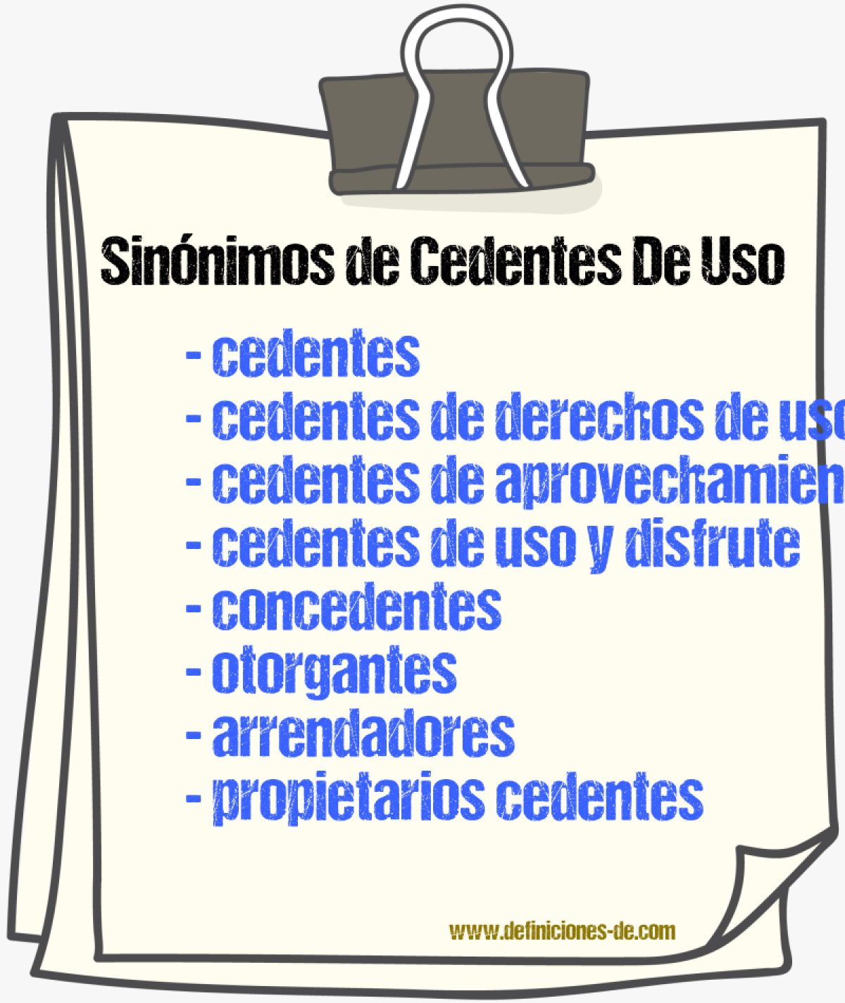 Sinónimos de cedentes de uso