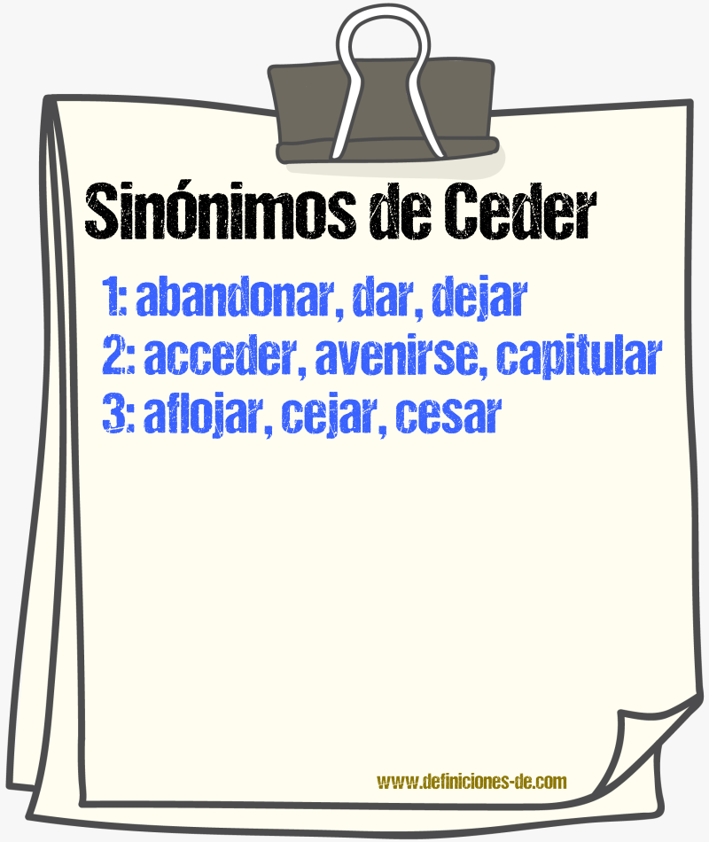 Sinnimos de ceder